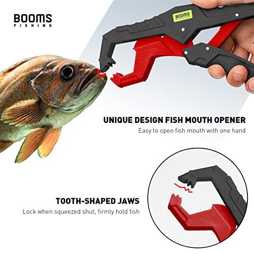 Saltwater Fish Lip Gripper with Lanyard - Red 9.4" Plastic Catfish Grabber Tool