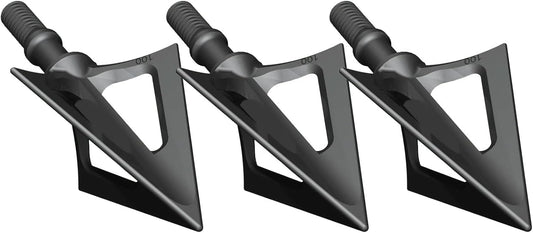 G5 Montec Pre-Season Archery Hunting Durable Fixed Blades Steel 1-Piece Construction Screw-in Broadheads with Rounded Edges for Bow Arrows - Pack of 3
