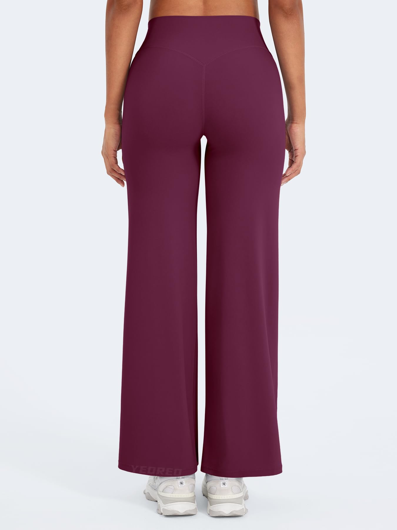 YEOREO Workout Leggings Womens No Front Seam Straight Leggings 29" High Waist Buttery Eddiy Gym Yoga Pants Black Cherry S