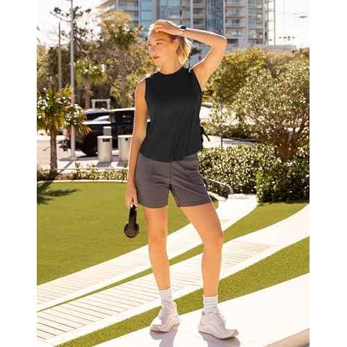 SANTINY Women's Sleeveless Workout Tops Breathable Lightweight Active Tennis Yoga Shirts Athletic Running Tank Tops for Women