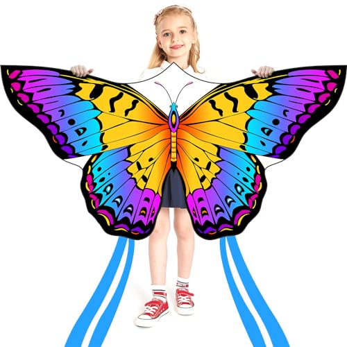 Honbo Rainbow Butterfly Kites for Kids & Adults, Easy to Fly, 300ft Line, Beginner Outdoor Kites for Family & Beach