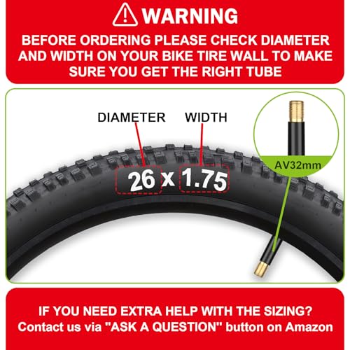 Hydencamm 26x1.75-2.125 Bike Inner Tube 4 Pack with Schrader Valve