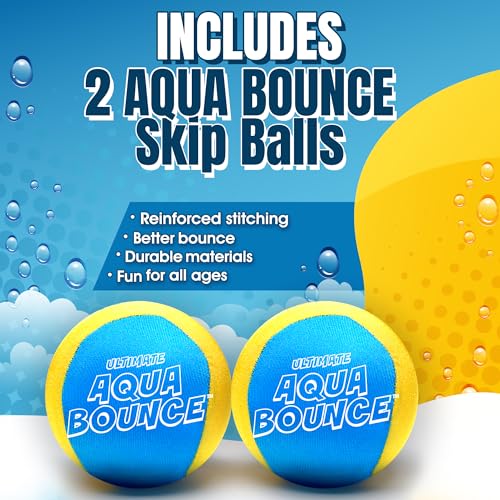 Activ Life Larger 3-Inch Water Skip Balls - 2 Pack Yellow Cyan for Pool & Beach Play