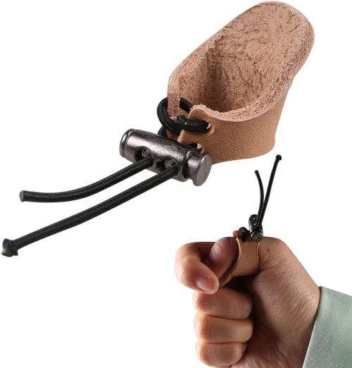 Huntingdoor Archery Thumb Ring Mongolian Leather Thumb Guard Finger Protector Adjustable Thickened Shooting Glove for Horse Bow Recurve Bow
