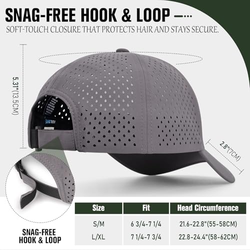 Breathable Mesh Baseball Cap for Men Women - Quick Dry Adjustable Sport Hat - Black & Gray, Large-X-Large