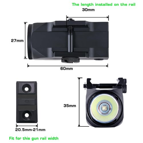 MCCC Tactical Flashlight Compact,Green Hunting Light,Magnetic Rechargeable for Pistol,Handgun,Shotguns,Airsoft,Picatinny Rail Mounted Accessories