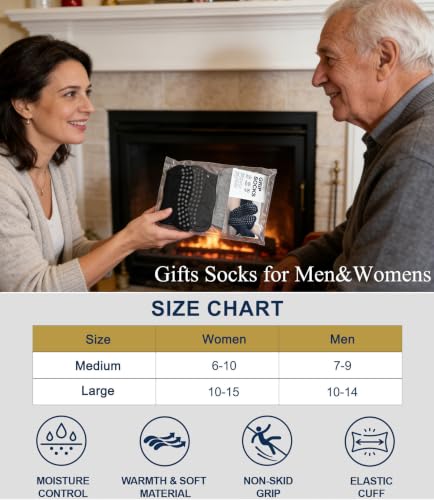 Large 4-Pair Non Slip Grip Socks for Men Women Hospital Elderly Black Grey Navy Blue