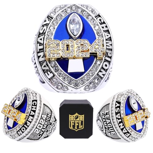 Fantasy Football Champion Ring 2024 Heavy Gold Silver Tone Trophy - One / 11