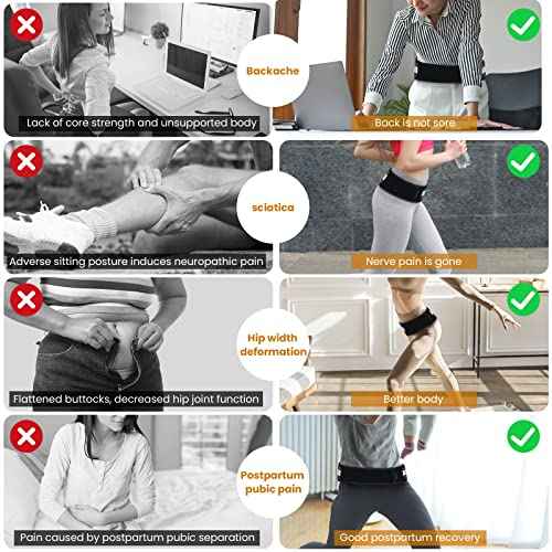 Sacroiliac SI Joint Hip Belt for Women - Hip Braces for Hip Pain - Lower Back Support Brace - Pelvic Support Belt - Trochanter Belt - Adjustable Sciatica Lumbar Pain Relief (Hip Size 32"-47")