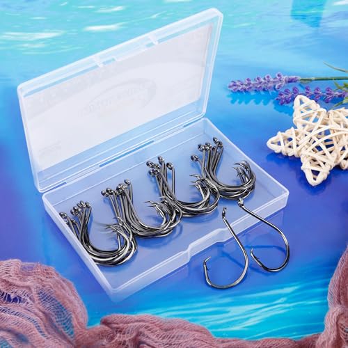Saltwater Circle Hooks for Catfish Fishing 40pcs Size 1/0 Silver - Offset Point