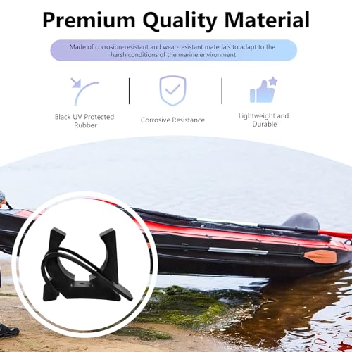 2 Pack Boat Oar & Pole Holders with Rubber Strap - Marine Clamp Set