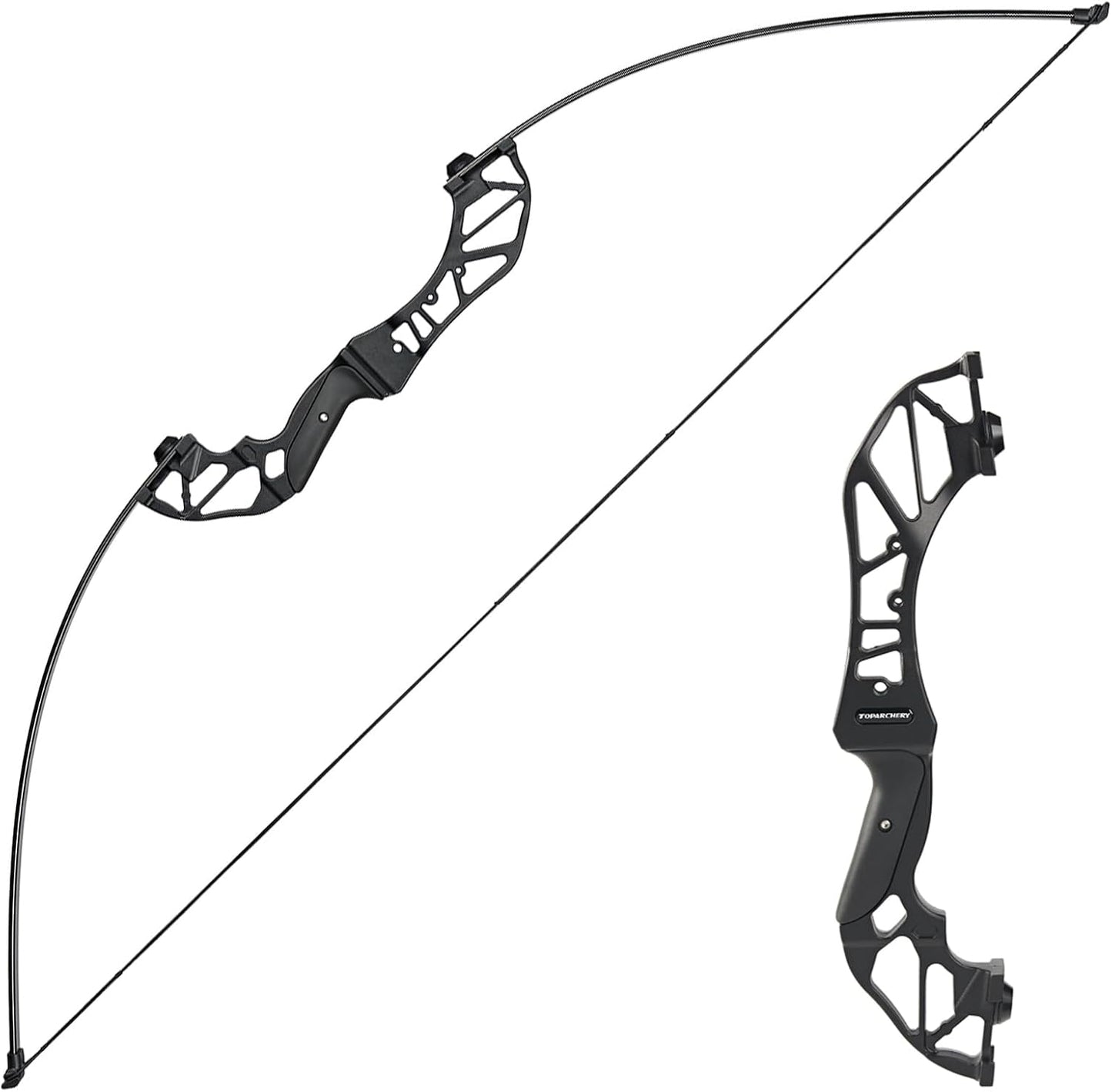 Toparchery Archery Takedown Recurve Bow Hunting Long Bow Alloy Riser - Right Hand Black - Draw Weight 30lbs 40lbs - with Arrow Sight, Arrow Brush