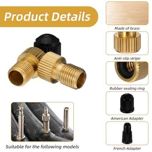 30pcs Bike Valve Adapter, Bike Pump Adapter, Brass Presta to Schrader Valve Adapter with 10 Presta Valve Caps & 10 Schrader Valve Cap - Bike Pump Adapter Set