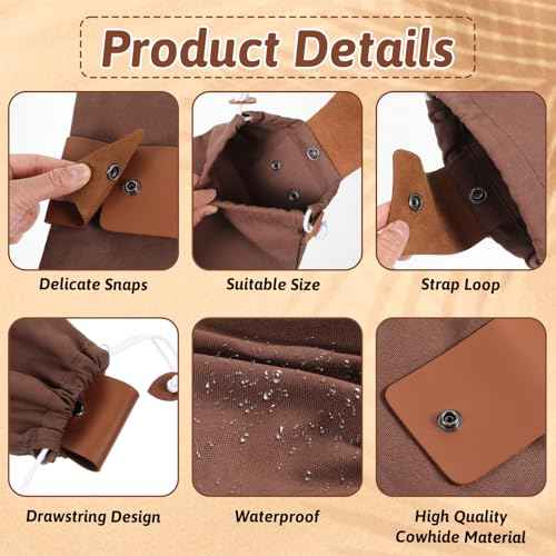 Waxed Canvas Foraging Bag??, Outdoor Foraging Bag for Hiking Collecting Mushroom Hunting Bags Leather Belt Pouch with Drawstring Foldable Canvas Belt Bags