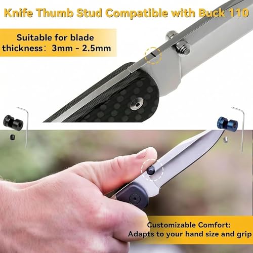 Knife Thumb Studs Set for Buck 110 Automatic Knives - 5 Colorful Brass & Steel Refits