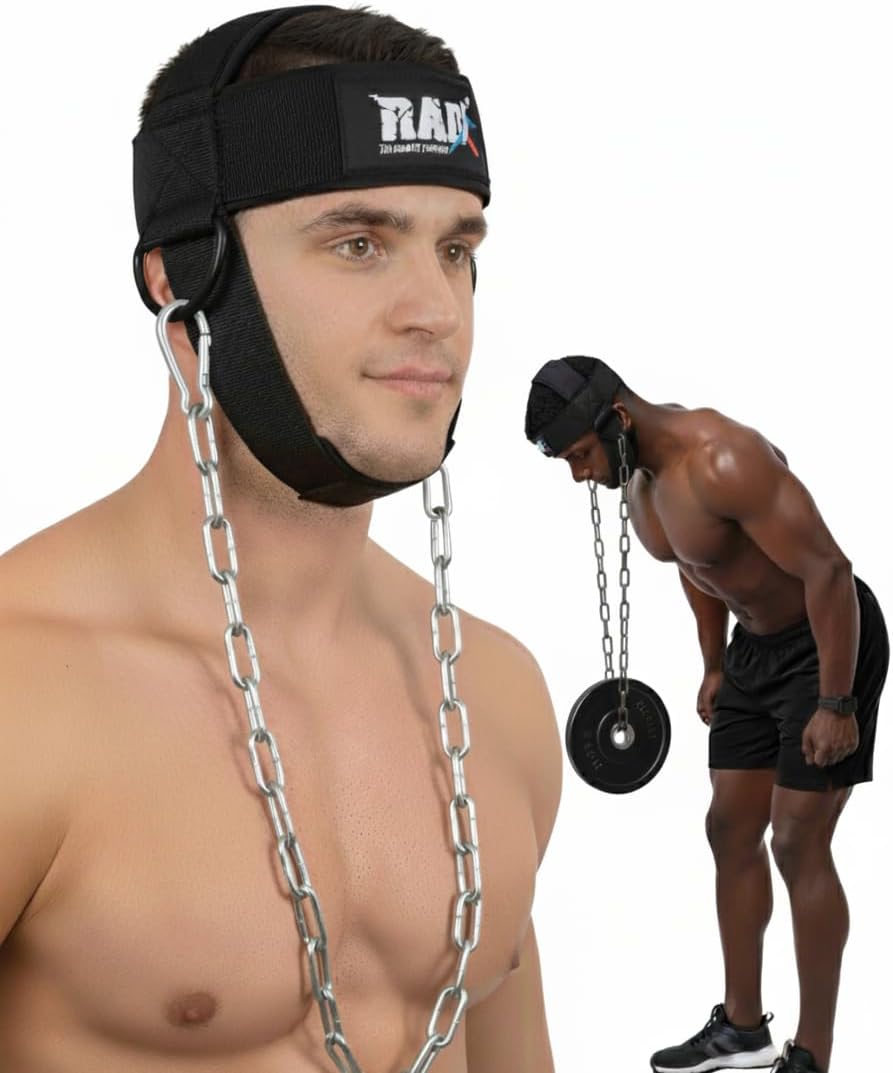 Neck Lifting Harness for Strength Training | Adjustable Neoprene Neck Trainer with Chain