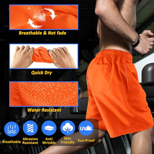 Men's 7-inch Quick Dry Swim Trunks Board Shorts - Medium Orange