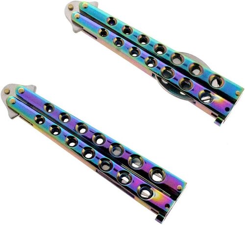 Butterfly Fork and Spoon Set for Hunting, Camping and Hiking Purposes. (Rainbow)
