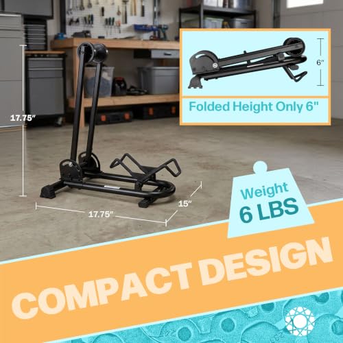 Bike Floor Stand with Rubber Feet for 20-29 Inch Bikes, Foldable & Stable