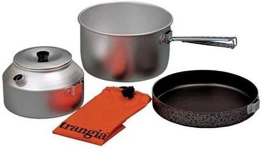 Trangia Camping Cookware Set - 2L Saucepan, 0.9L Kettle, 7” Frypan & Carry Bag