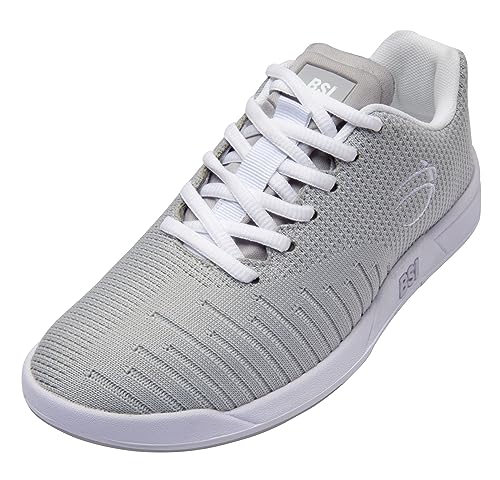 Women's Bowling Shoes - Lightweight with Cushioned Support, Grey + Purple, Size 7