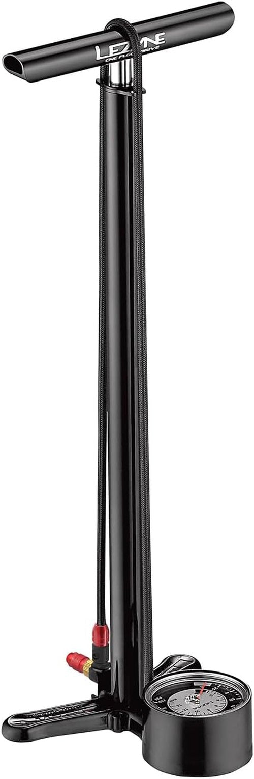 LEZYNE CNC Floor Drive 3.5 Bicycle Floor Pump with 3.5" Analog/Digital Gauge - CNC Machined Aluminum High Pressure 220PSI Tire Air Pump for Road/Track Bikes - ABS-1 Pro Chuck for Presta/Schrader Valve