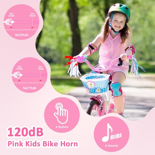 Pink Electric Bike Horn 120dB Loud Bicycle Bell with 3V Battery - Easy Install
