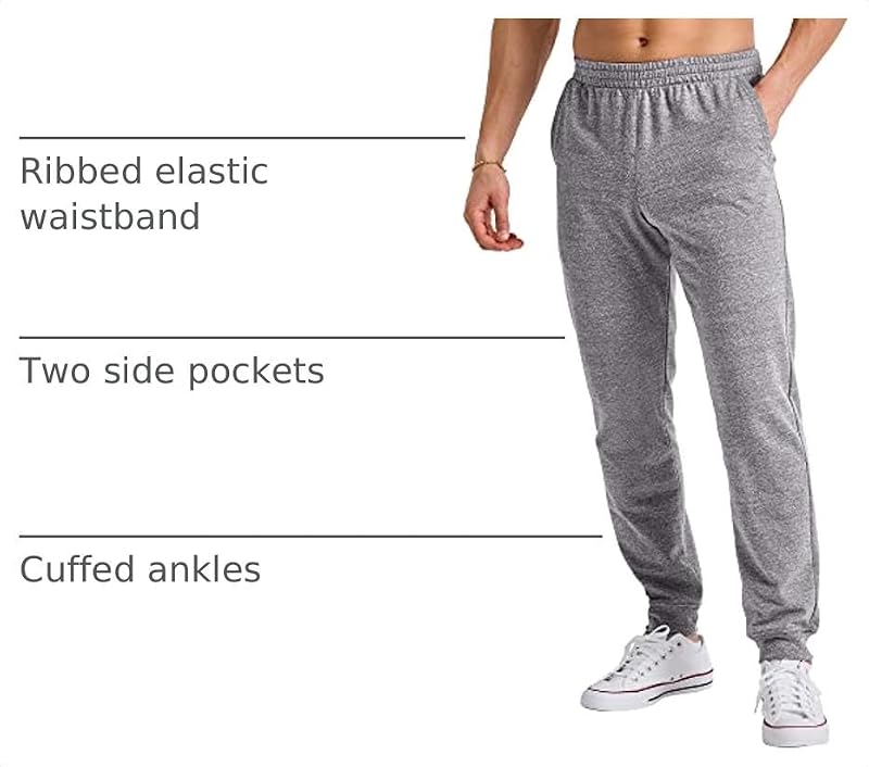 Hanes Men's Originals French Terry Joggers X-Large Black 50r Pe Heather - Lightweight Sweatpants with Pockets