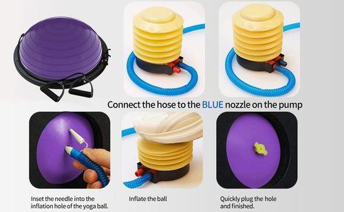 DrfzCa Balance Ball Trainer-Half Ball for Yoga with Resistance Band and Foot Pump, Improve Workout Half Balance Ball,Exercise Balance Ball for Stability Training and Home Gym
