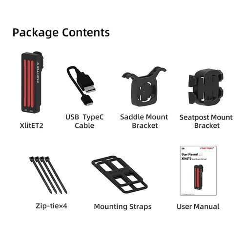 ENFITNIX XlitET2 USB Smart Bike Tail Light, Bicycle Brake Sensing Rear Bike Light,IPX6 Waterproof 5 Modes Safety Warning LED Bike Light