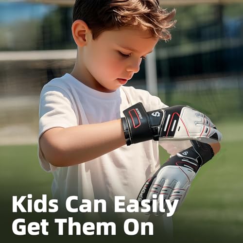 Sportout Youth & Adult Goalkeeper Gloves - Black, Strong Grip & Finger Protection