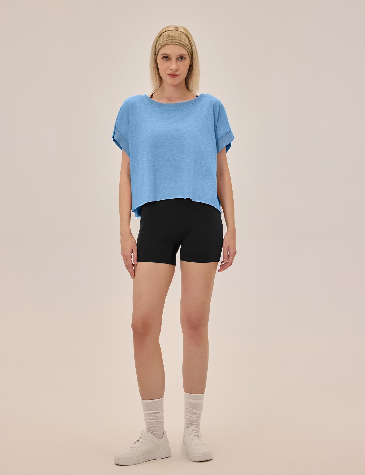 UNIANKIYA Open Back Workout Tops for Women Loose Fit Athletic Crop Tee Short Sleeve Gym Running Yoga Shirt