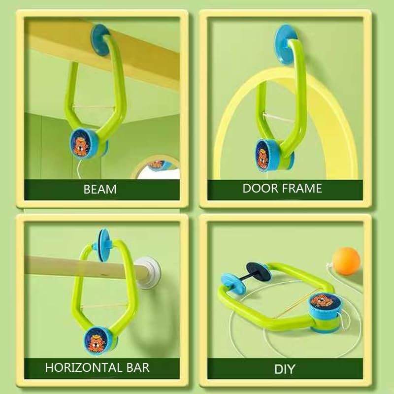 Door Pong Game Set - Wooden Racket, Hanging Table Tennis Trainer, Portable Indoor Exercise
