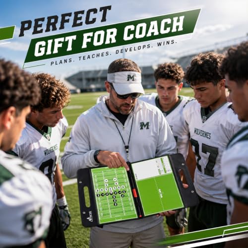 MENOLY Collapsible Leather Football Lineup Board for Coaches - Magnetic Strategy Clipboard, Digital Play Organizer, Football Coaching Tool