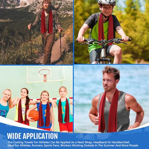 Hosuly 12 Pack Cooling Towels - Red 40x12 Inches for Workout & Outdoor