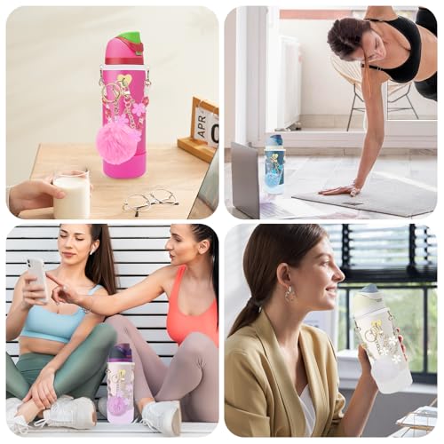 6Pcs Cup Accessories Set for Owala Water Bottle 24oz, 1Pcs Water Bottle Handle Strap, 1Pcs Siliocne Cup Boot, 3Pcs Charms for Owala Kids, Owala Coffee Tumbler, Owala FreeSip-Blue