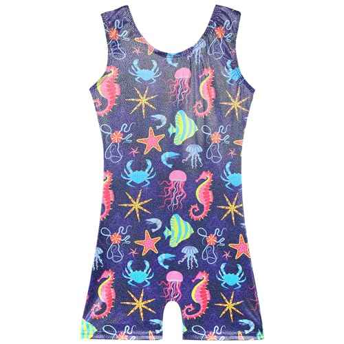 BAOHULU Gymnastics Leotards for Girls Kids Sparkle Tank Biketards with Shorts Dance Outfit