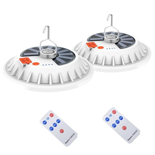 Solar Camping Lamp 120 LED Tent Lights 4500mah Remote Control 5 Mode USB Battery Rechargeable Portable Lantern Hanging Waterproof for Indoor Home Outdoor Emergency Hurricane 2 Pack