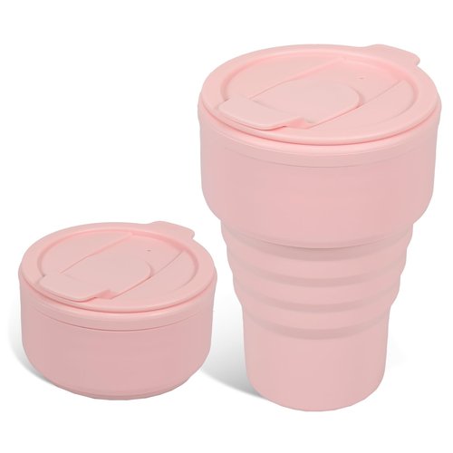 Collapsible Silicone Cup - Pink, Reusable Foldable Travel Cup for Camping, Hiking & Gym, Leak-Proof, Eco-Friendly, BPA-Free, Dishwasher Safe, Portable Water Bottle for Women