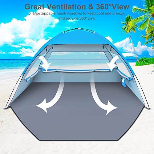 Gorich Beach Tent Sun Shelter for 3/4-5/6-7/8-10 Person with UPF 50£« UV Protection, Lightweight & Easy Setup Beach Shade Canopy, Portable Beach Shade Tent Beach Cabana