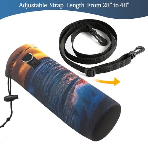 ToLuLu Water Bottle Holder Bag Case, Insulated Neoprene Water Bottle Holder Cover 750ML 25OZ with Adjustable Shoulder Strap, Sling Bag Sleeve Pouch For Hydroflask Stanley Iceflow, Sunset Beach