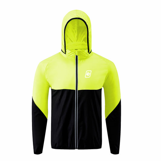 CGLRybO Cycling Jacket Mens Lightweight Running Windbreaker Hooded Quick-dry Hiking Travel Rain Coats Reflective