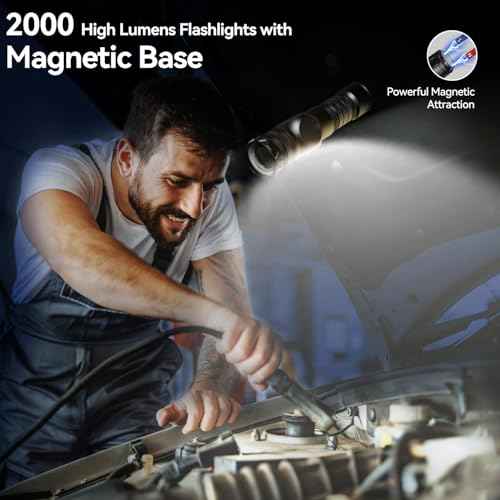 Flashlight Rechargeable 2000 High Lumens Ultra-Bright Covers 3200 ft©÷ Focus Up to 3900 feet,IPX7 Waterproof Tactical LED Flashlight with COB SideLight & Magnetic Base for Camping Home Emergency