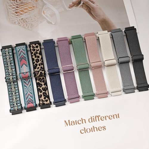 10 Pack Nylon Watch Bands Compatible with Amazfit Bip 6/5/Active Max/Max/Balance 2 - Black, Cactus, Starlight, Smoke Violet, Rose Pink, Navy Blue, Blue Gray, Leopard, Double Variation
