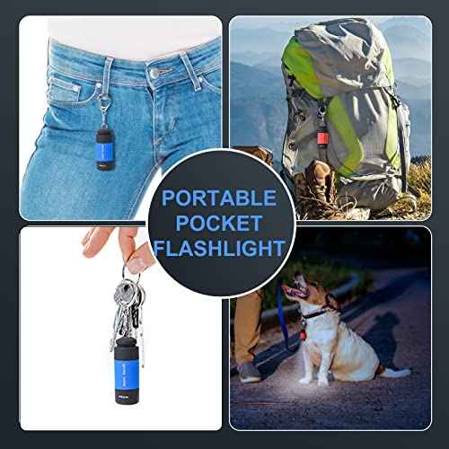 Mini Keychain Flashlights USB Rechargeable, Colorful Small LED Flashlight Torches for Kids/Adult Hiking Camping, Waterproof Pocket Flashlights for Backpack/Belt, (3Packs)