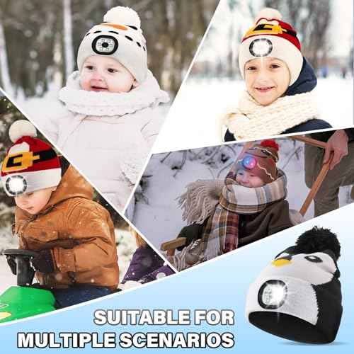 LED Beanie with Light for Adults, USB Rechargeable Headlamp Cap Unisex Winter Warm Knit Night Light Hat for Camping Running