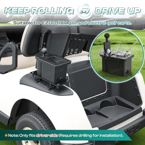 Drive-Up Golf Cart Ball Washer and Club Cleaner Kit - Driver Side 1 for EZGO RXV