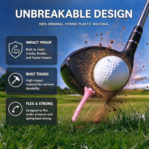 Pink White Golf Tees 2-3/4 Inch Pack of 60 in Plastic Jar - Durable & Stable