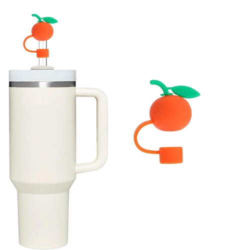 Orange Straw Cover for Stanley 40&30 Oz Cup, 10mm Silicone Straw Covers Cap for Stanley Cup Accessories, Cute Topper for Tumblers, Cap Stopper for Reusable Tip Lids