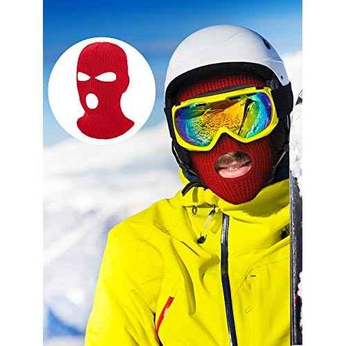 WILLBOND 2 Pieces Knitted Full Face Cover 3 Hole Mask Winter Balaclava Face Cover